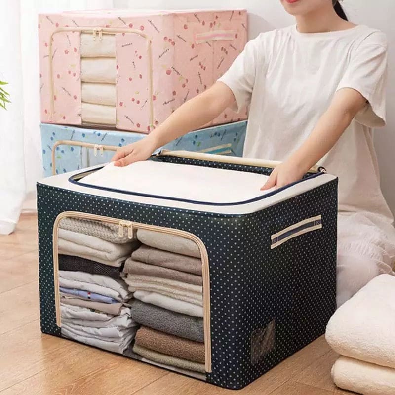 Printed Large Capacity Storage Box, Waterproof Oxford Cloth Steel Storage Box, Clothing Quilt Storage Bag Organizer, Quilt Blanket Socks Stuff Container, Portable Folding Closet Organizer Printed Large Capacity Storage Box, Waterproof Oxford Cloth Steel Storage Box, Clothing Quilt Storage Bag Organizer, Quilt Blanket Socks Stuff Container, Portable Folding Closet Organizer
